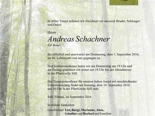 Andreas Schachner verstorben